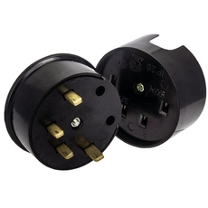 Разъем РШ-ВШ 32А 380В 3P+PE(ОУ) карболитовый черный Simple