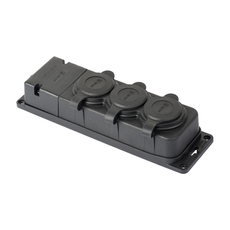 Роз. трехмест. с защит. крышками каучуковая 230В 2P+PE 16A IP44 EKF DIY (RPS-015-16-230-44-r)