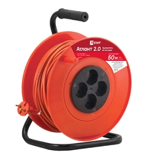 Удлинитель на катушке Атлант 2.0 4 гнезда 50м без заземления ПВС 2x0.75 6А/1.3кВт PROxima