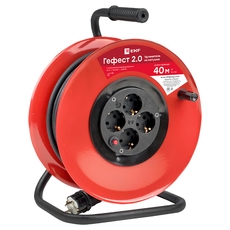 Удлинитель на катушке Гефест 2.0 4 гнезда 40м с заземлением и предохранителем КГ 3x1.5 16А/3.5кВт PROxima