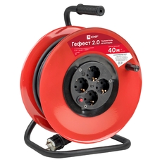 Удлинитель на катушке Гефест 2.0 4 гнезда 40м с заземлением и предохранителем КГ 3x2.5 16А/3.5кВт PROxima