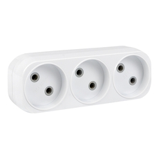 Тройник на 3 розетки без заземления 6А