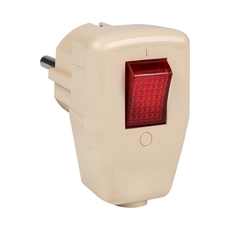 Вилка угловая с выключателем с заземлением бежевая 16А 250В (AVYS16-20)