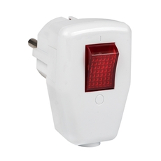 Вилка угловая с выключателем с заземлением белая 16А 250В (AVYS16-10)