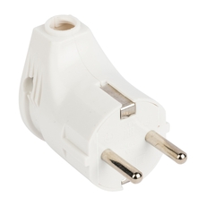 Вилка угловая с заземлением белая 16А 250В (AVY16-10)