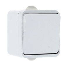 Прага Выключатель одноклавишный наружный IP44 белый (EKV10-021-10-44)