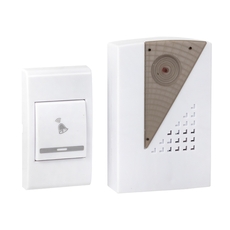 Звонок беспроводной на батарейках 004             (белый-серый 36  мелодий с индикацией 2х1.5В АA   дистанция 80м) Basic (DBB-A-004)