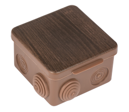 Коробка распаячная КМР-030-014 с крышкой (103х103х55), 8 мембранных вводов тёмное дерево IP54 EKF PROxima