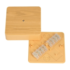 Коробка разветвительная КМР-030-032кг 100х100х25 с клеммником светлое дерево PROxima (plc-kmr-030-032kg-s)