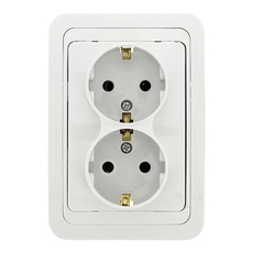 Лондон Розетка двойная с заземлением 16А белая (EER16-128-10)