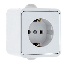 Прага Розетка 16А с заземлением IP44 белая
