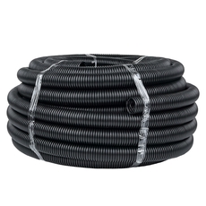 Труба ПНД гибкая гофрированная d40мм, тяжёлая с протяжкой, 25м, цвет черный EKF PROxima (tpnd-40-t)