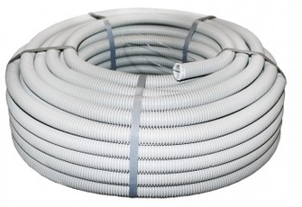Труба ПВХ гибкая гофр. d16мм, тяжёлая с протяжкой, 100м, цвет серый EKF PROxima