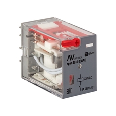 Реле промежуточное с кнопкой и мех. Индикацией    RPAt 22/4 5A 230В AC EKF AVERES
