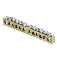 Шина нулевая 8х12мм 125А 12 отверстий крепеж по центру латунь PROxima