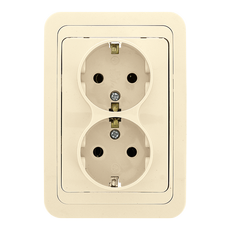 Лондон Розетка двойная с заземлением 16А бежевая