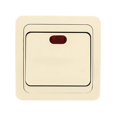 Лондон Выключатель одноклавишный с индикатором 10А бежевый