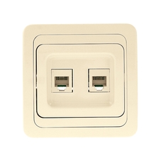 Лондон Розетка двойная телефонная Phone бежевая