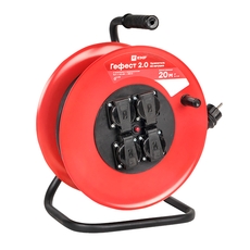 Удлинитель на катушке Гефест 2.0 4 гнезда 20 с    заземлением и предохранителем КГ 3*2,5 16А/3,5к ВтIP44 PROxima