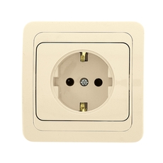 Лондон Розетка с заземлением 16А бежевая