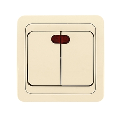 Лондон Выключатель двухклавишный с индикатором 10А бежевый