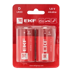 Алкалиновая батарейка типа D(LR20) блистер 2шт. EKF