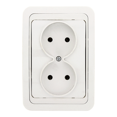 Лондон Розетка двойная без заземления 10А белая