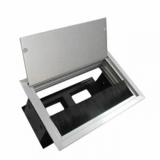 LUK/2AL Люк настольный встраиваемый на 2 модуля (45х45мм) с крышкой, алюминий IP20 | 70042 | Ecoplast