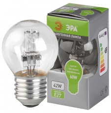 Лампа галогенная HAL-P45-42W-230V-E27-CL (галоген, шар, 42Вт, нейтр, E27) | C0038553 | ЭРА
