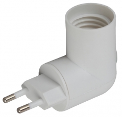 Переходник вилка-Е27 с выключателем, белый | Б0027981 | ЭРА