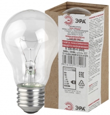 Лампа накаливания ЛОН 60Вт Е27 230В Б 230-60-4 A50 (груша) прозр. в гофре | Б0033367 | ЭРА