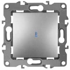 Выключатель с подсветкой 12-1102-03 10АХ-250В, алюминий (10/100/3200) |Б0014635 | ЭРА