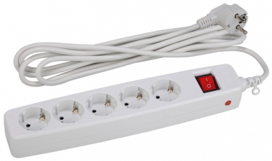 Сетевой фильтр SF-5es-2m-W (белый) с заземл, 3x0.75мм2, со шт, с выкл, 5гн, 2м, кор (20/360) |C0039530 | ЭРА