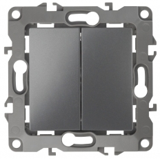 Переключатель двойной 12-1106-12 10АХ-250В, графит (10/100/2500) |Б0019295 | ЭРА