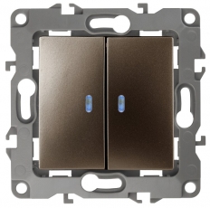 Переключатель двойной 12-1106-13 10АХ-250В, бронза (10/100/2500) |Б0019296 | ЭРА