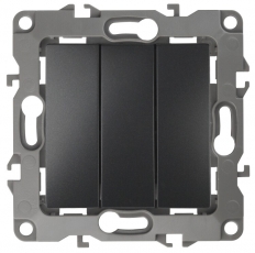 Выключатель тройной 12-1107-05 10АХ-250В, антрацит (10/100/2500) |Б0014673 | ЭРА