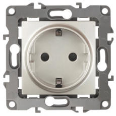Розетка 12-2102-15 2P+E Schuko со шторками, 16АХ-250В, перламутр (10/100/2500) |Б0019326 | ЭРА