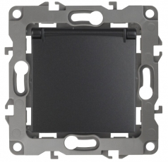 Розетка 12-2103-05 2P+E Schuko со шторками с крышкой, 16АХ-250В, антрацит (10/100/2500) |Б0014697 | ЭРА