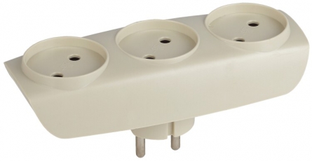 Тройник SP-3-I 3гн, без заземл. (сл. кость) (10/60/1200) | Б0017018 | ЭРА