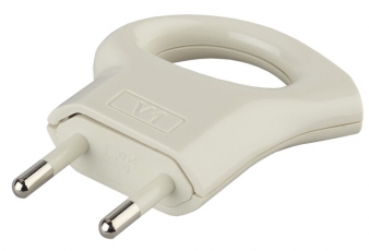 Вилка V1 б/з 6A с кольцом непрямой ввод белая (10/200/9600) |Б0019182 | ЭРА