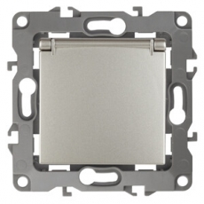 Розетка 12-2103-15 2P+E Schuko со шторками с крышкой, 16АХ-250В, перламутр (10/100/2500) |Б0019330 | ЭРА