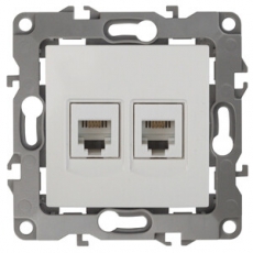 Розетка телефонная двойная 12-3106-02 2XRJ11, слоновая кость (10/100) |Б0014718 | ЭРА