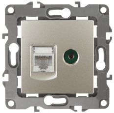 Розетка информационная+TV 12-3110-04 RJ45+TV, шампань (10/100/2500) |Б0027444 | ЭРА