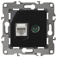 Розетка информационная+TV 12-3110-06 RJ45+TV, чёрный (10/100/2500) |Б0027446 | ЭРА