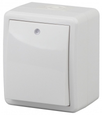 Выключатель с подсветкой 11-1402-01 IP54, 10АХ-250В, ОУ, Эксперт, белый (16/160/2560) |Б0020671 | ЭРА