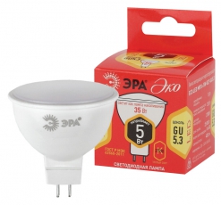 Лампа светодиодная ECO LED MR16-5W-827-GU5.3 (диод, софит, 5Вт, тепл, GU5.3) (10/200/6000) | Б0020622 | ЭРА