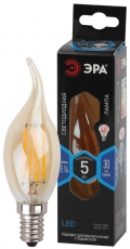 Лампа светодиодная F-LED BXS-5W-840-E14 gold (филамент, свеча на ветру золот, 5Вт, нетр, E14) | Б0047007 | ЭРА