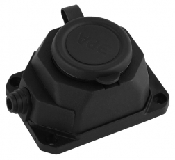 K-1e-B-IP44 ЭРА Колодка каучуковая с/з 1гн 16A IP44 черная | Б0044543 | ЭРА