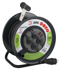 Удлинитель силовой ЭРА RMx-4es-3x2.5-20m-IP44(KG) на м. катушке c/з 4 гн 20м КГ 3х2.5 | Б0043057 | ЭРА