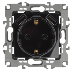 12-4109-06 Розетка 2P+E 16A-250В, штор. с 2xUSB 5В-3А, 12, чёрный (10/100/2000) | Б0047845 | ЭРА